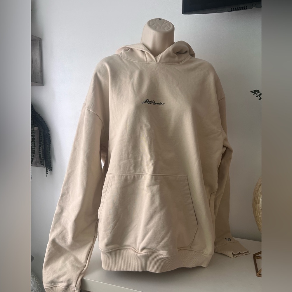 Ivory Sweatshirt with Script Logo Embroidery